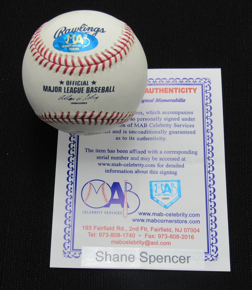 Shane Spencer Signed/Auto Yankees 100th OML Baseball MAB 187076