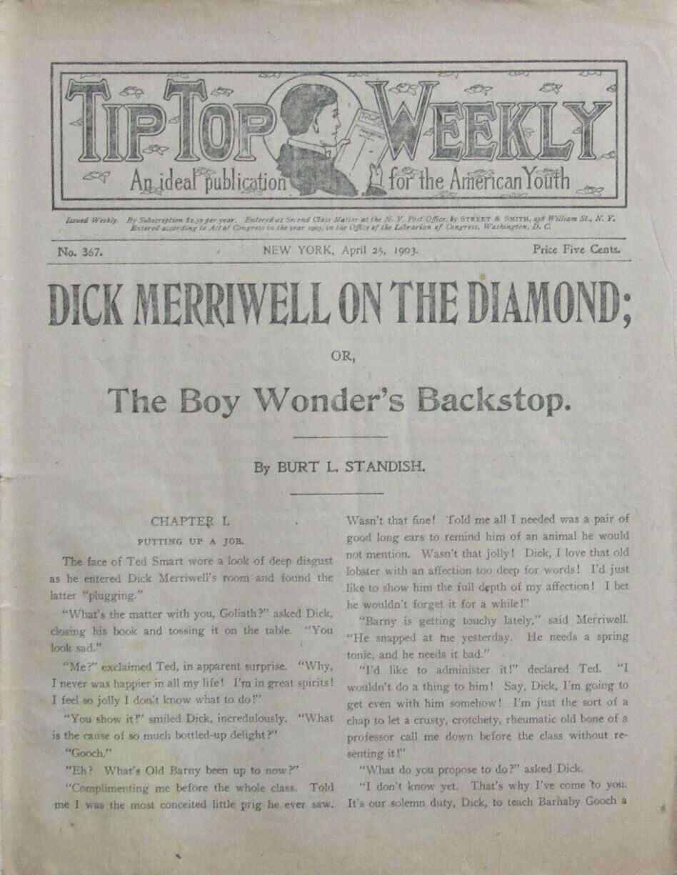 Vintage April 25, 1903 New York Baseball Tip Top Weekly No. 367 Magazine 165298