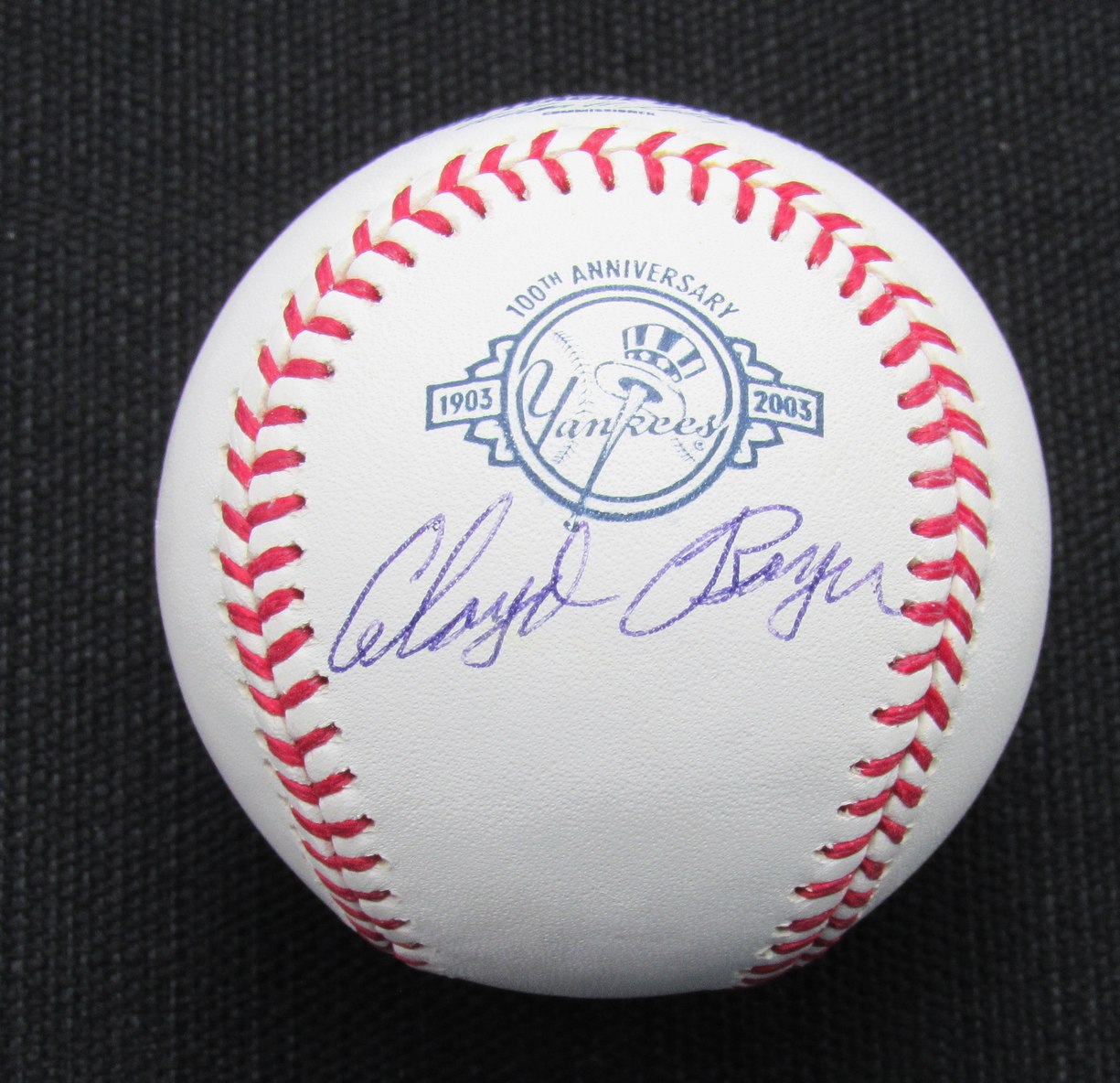 Cloyd Boyer Signed/Auto Yankees 100th OML Baseball JSA 186918