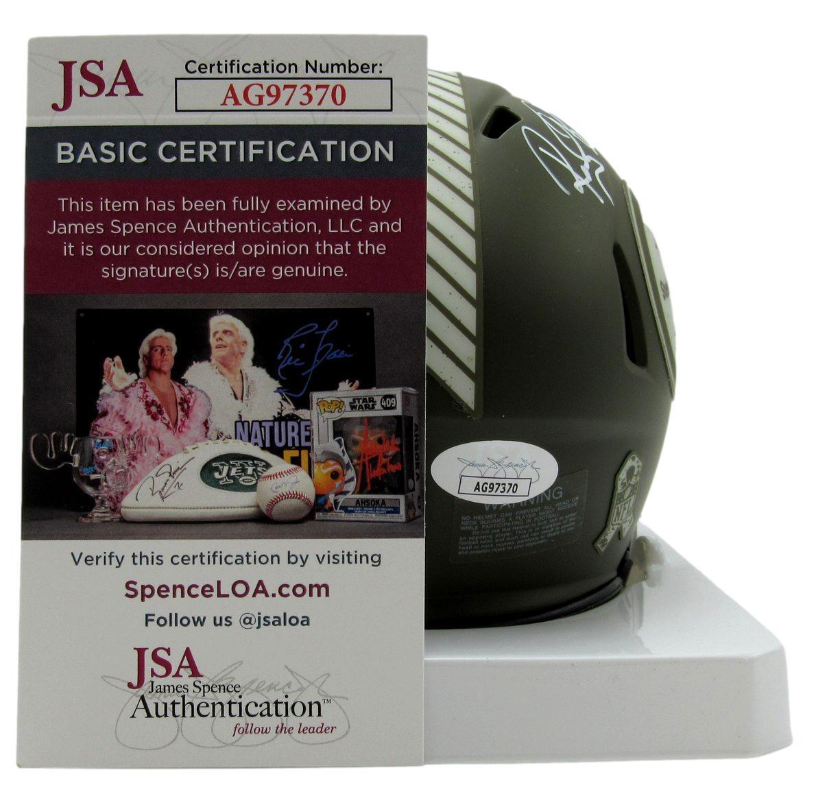 Rocky Bleier Autographed/Inscribed Salute to Service Mini Helmet Steelers JSA