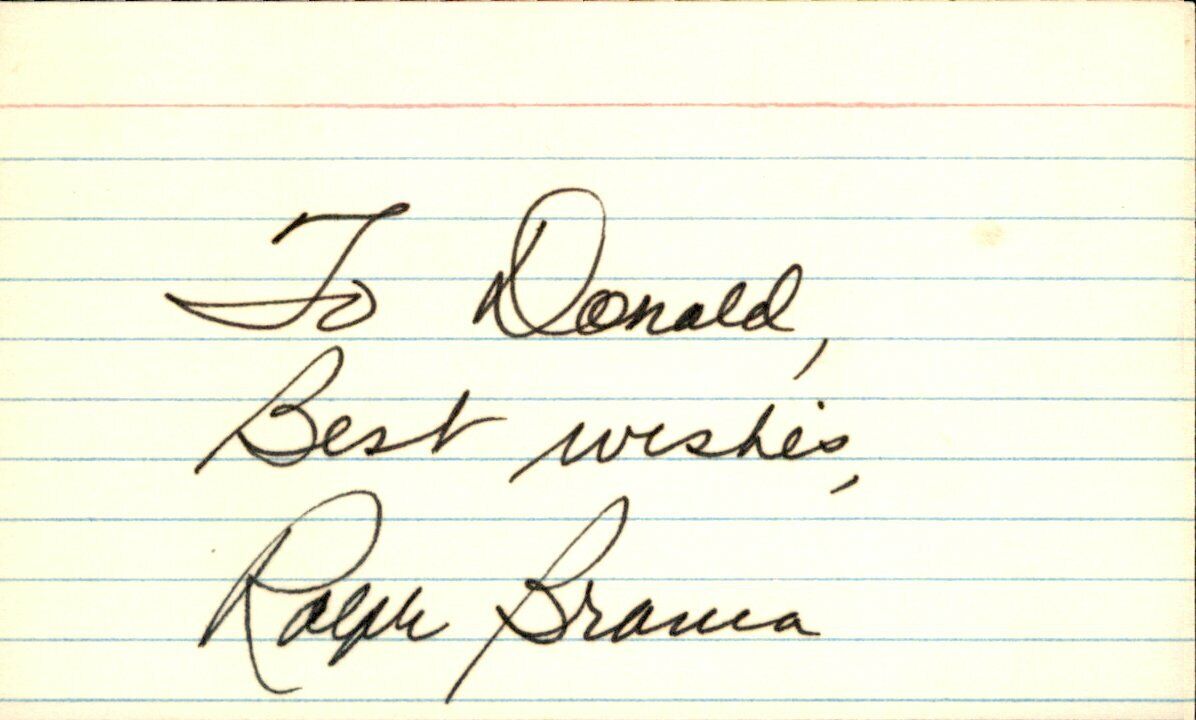 Ralph Branca Brooklyn Dodgers d.2016 Signed/Autographed 3x5 Index Card 162535