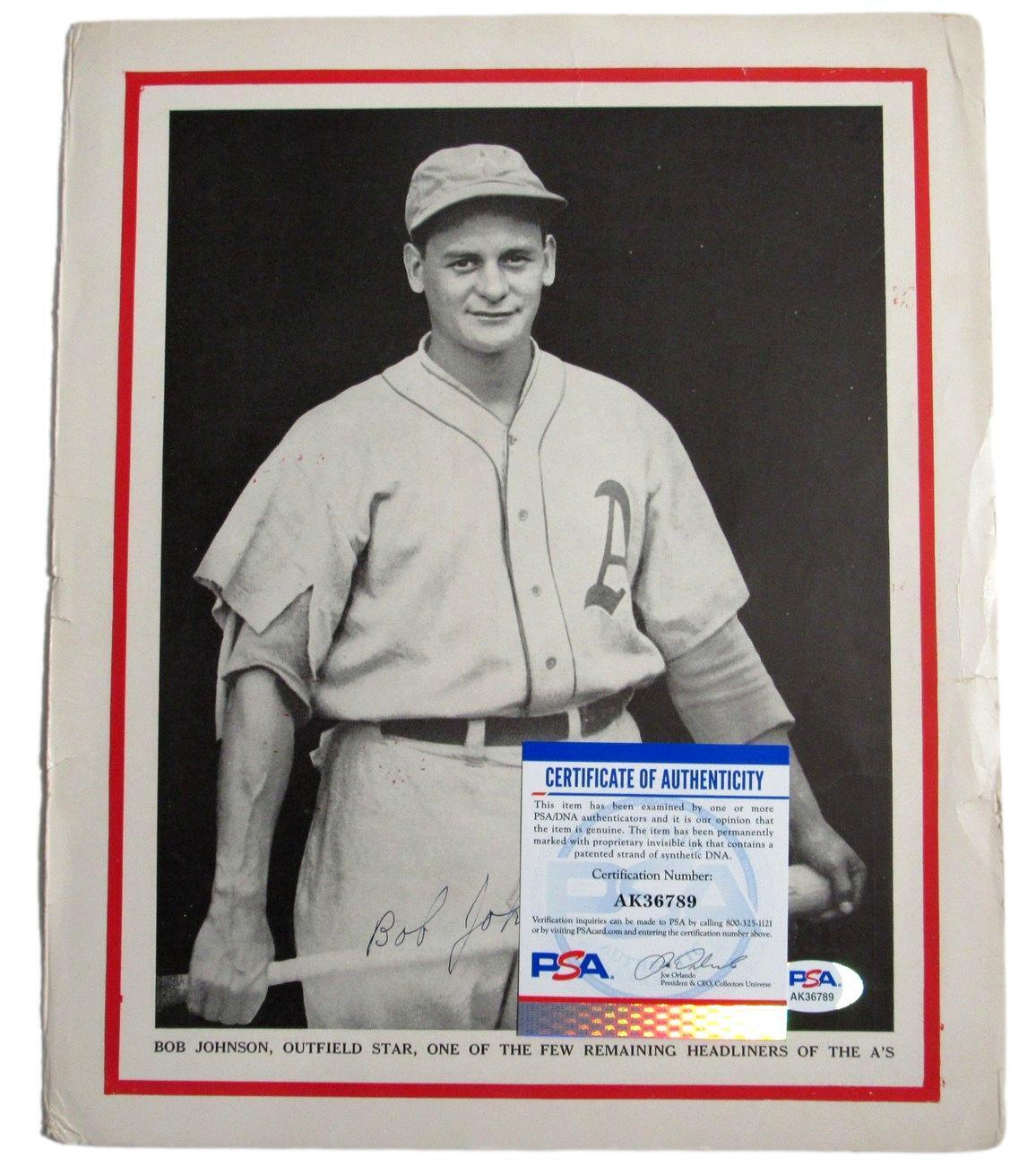 Bob Johnson Autographed 9x11 Baseball Magazine Insert Photo Athletics PSA/DNA
