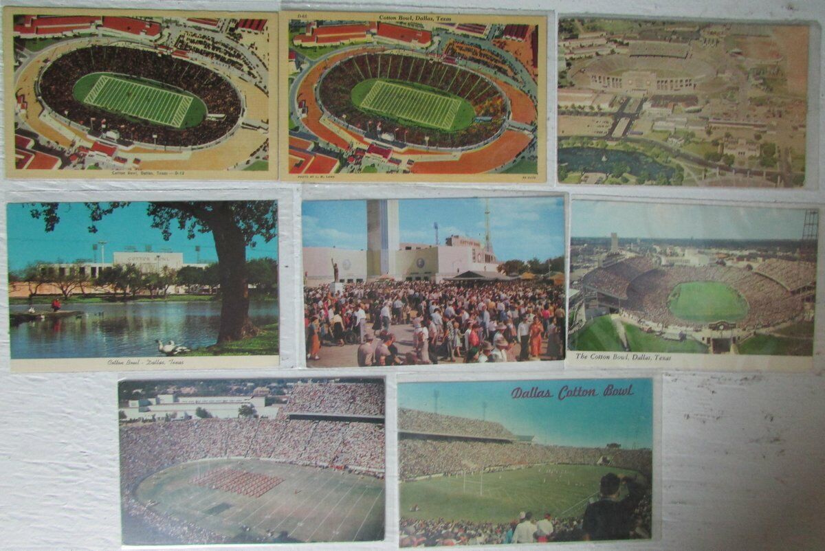 Lot of 8 Cotton Bowl Stadium Dallas Texas 1940's-60's Postcards 147287