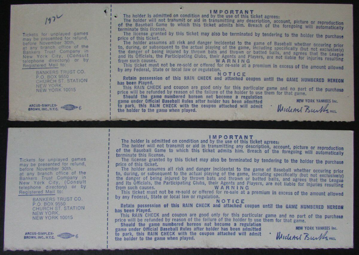 Lot ofTwo New York Yankees Phantom ALCS Full Mint Tickets Games, Pre 1973 145448