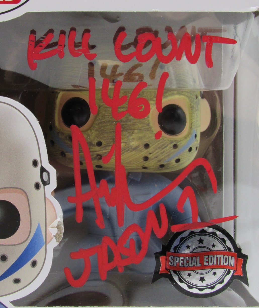 Ari Lehman Signed/Insc Funko Pop! #01 "Friday the 13th" Signed in Red JSA 190711
