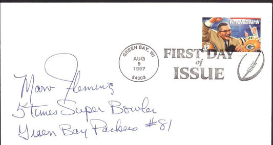 Marv Flemming Signed 1997 FDC First Day Cover Green Bay Packers 151469