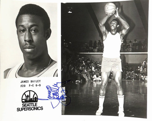 James Bailey Supersonics Vintage Team Issued Signed/Auto 8x10 Photo 189116