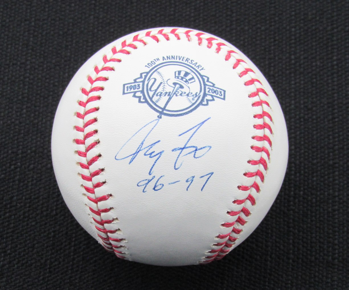 Andy Fox Signed/Auto Yankees 100th OML Baseball JSA Inscr 186649