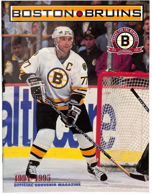 April 12th, 1995 Boston Bruins vs. Quebec Nordiques Game Program 181768