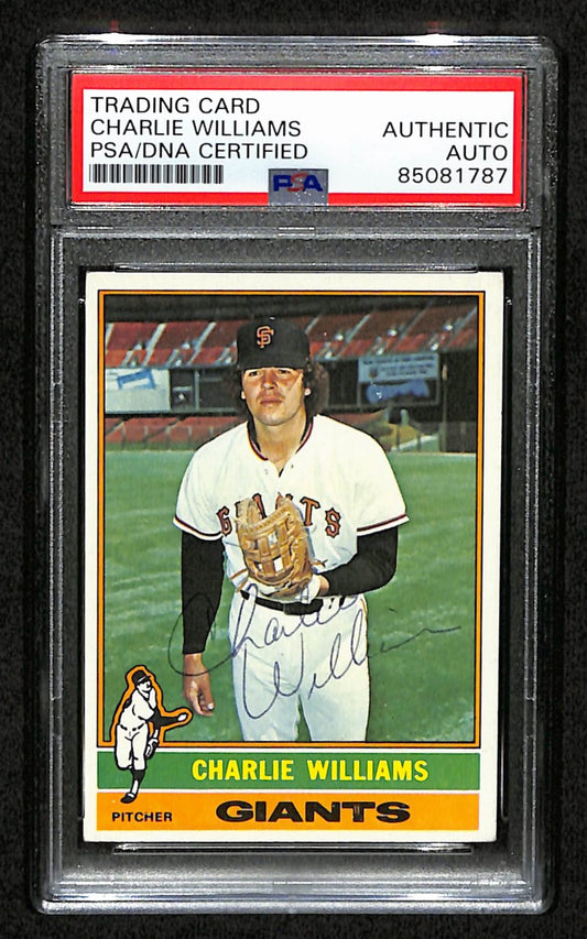 Charlie Williams Signed 1976 Topps Card #332 San Francisco Giants PSA/DNA 184536