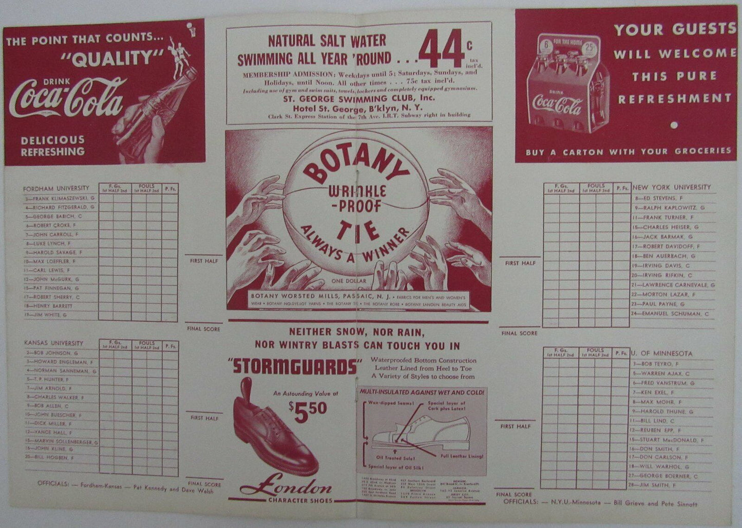 1940 NCAA Basketball Doubleheader Games Program at Madison Square Garden 145178