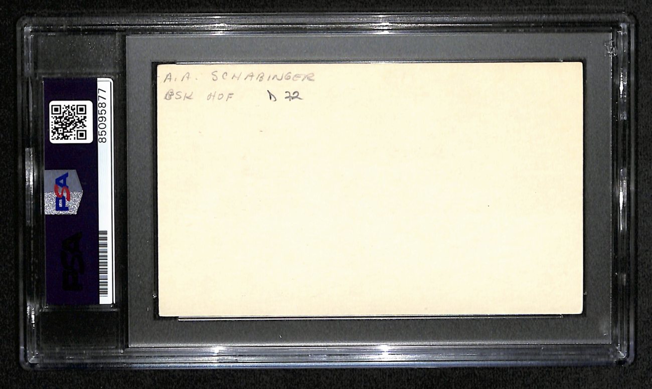 A.A. Schabinger Signed 3x5 Index Card Creighton Basketball Coach PSA/DNA 185479
