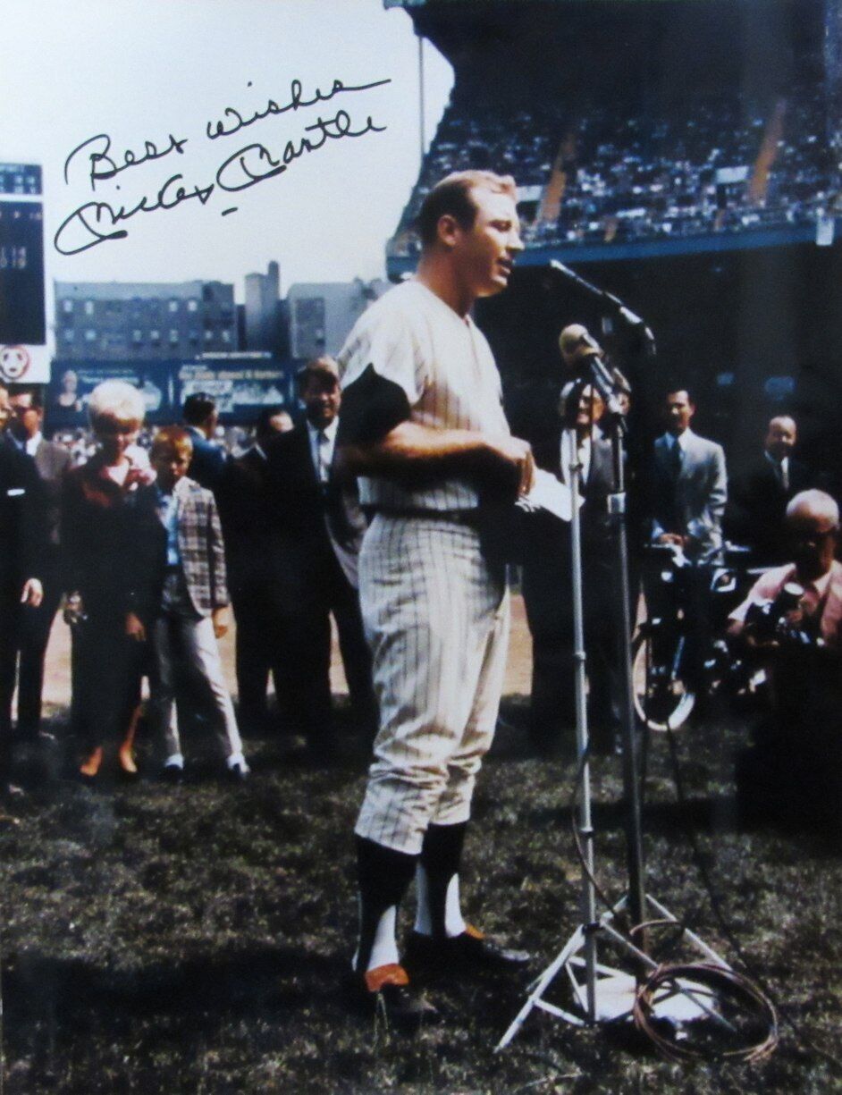 Mickey Mantle MM Day Stadium 1965 Yankees Signed 11x14 Photo Beckett 165860