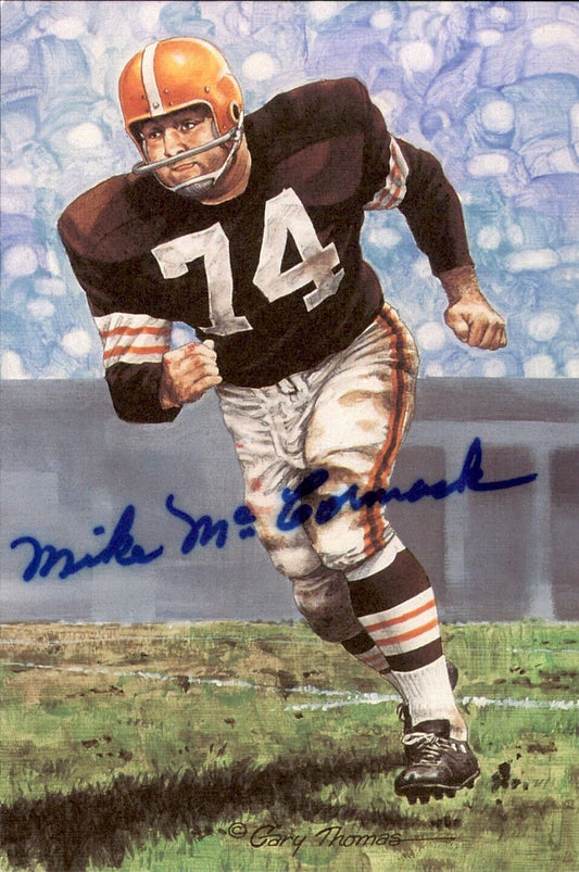 Mike McCormack HOF Autographed Goal Line Art GLAC Postcard Browns JSA