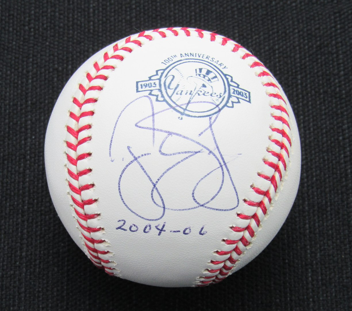 Tanyon Sturtze Signed/Auto Yankees 100th OML Baseball JSA Inscr 186855