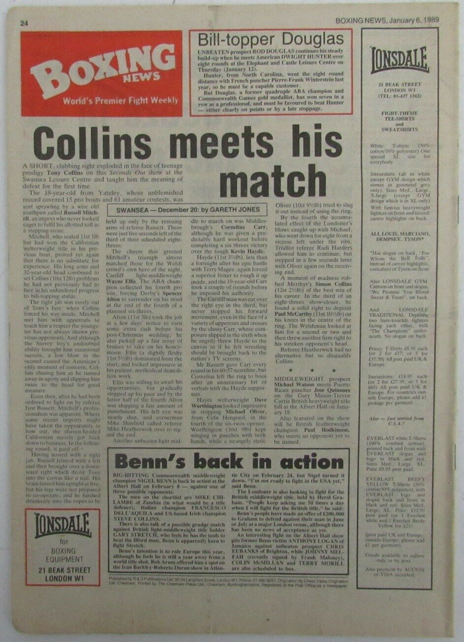 January 6, 1989 Boxing News Magazine Tony Lopex Barry McGuigan 167729