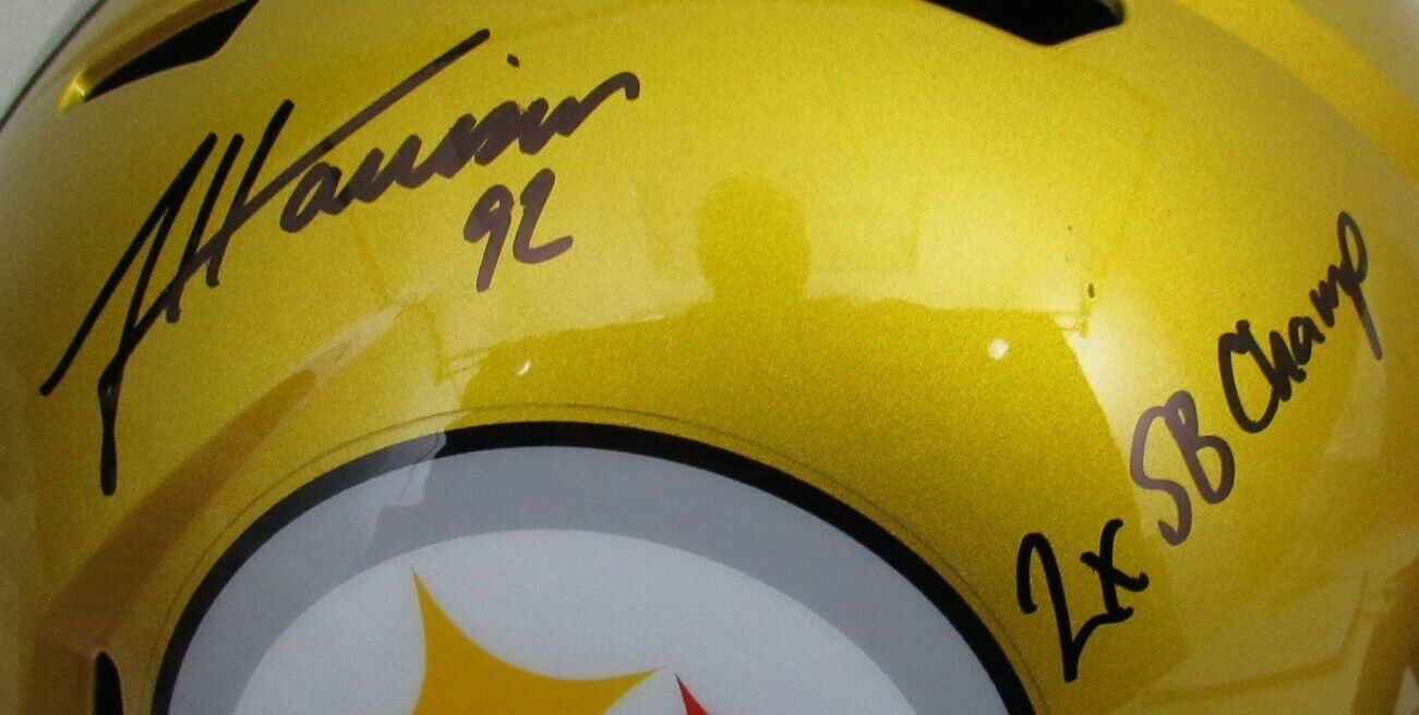 James Harrison Steelers Signed Full Size Flash Replica FB Helmet JSA 165647