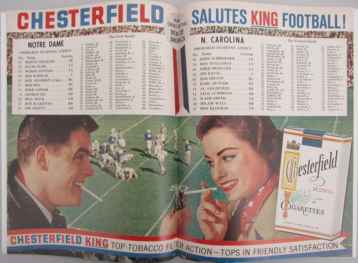 September 26, 1959 North Carolina vs. Notre Dame College Football Program