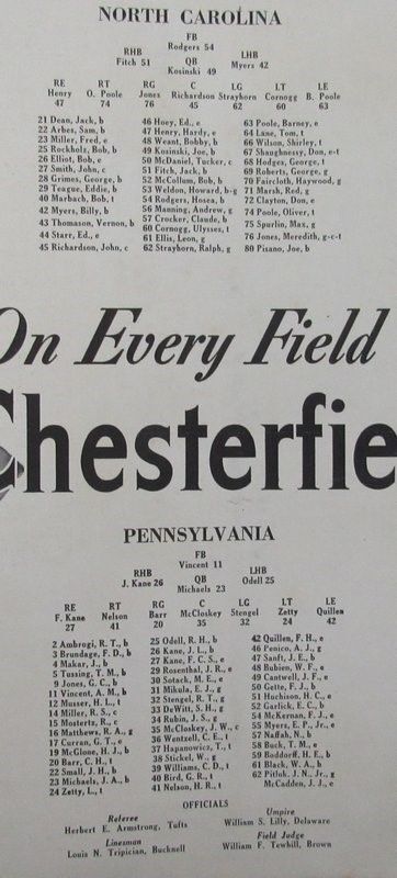 1943 North Carolina vs. UPenn College Football Game Day Program 11/13/43 130380