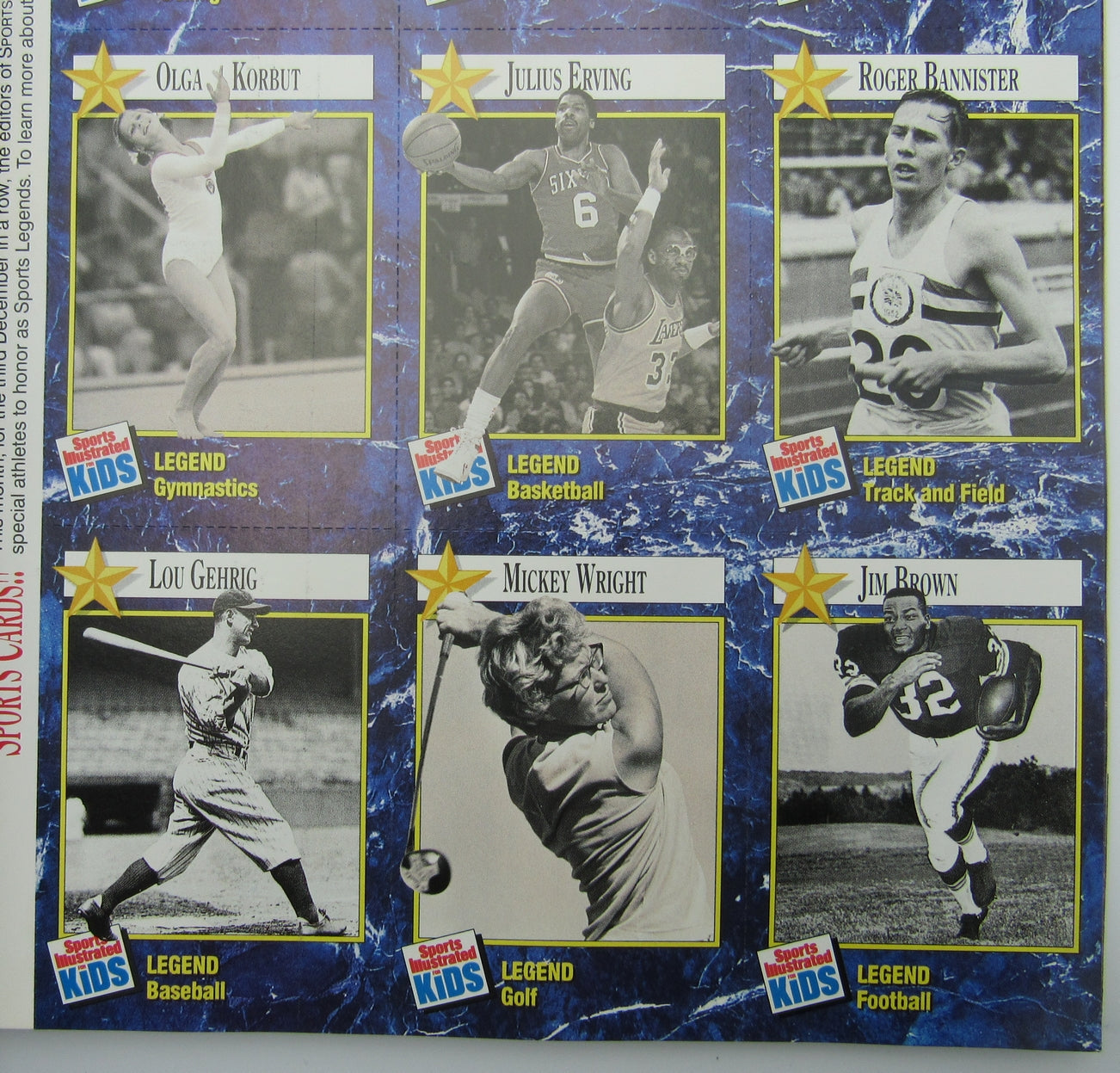 1992 SIK Magazine w/ Gehrig/Brown/Erving Uncut Sheet 159396