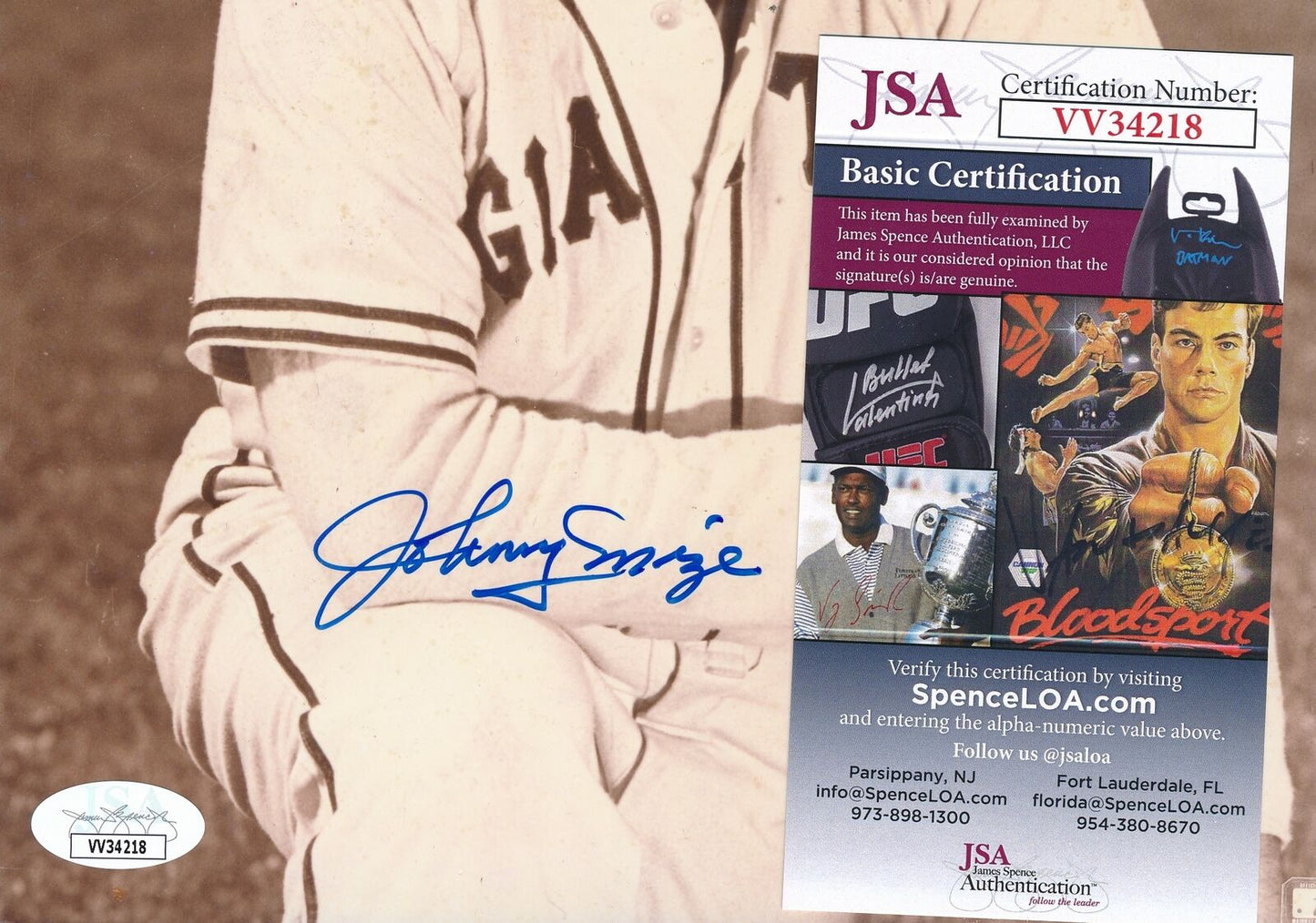 Johnny Mize HOF New York Giants Signed/Autographed 8x10 B/W Photo JSA 166500