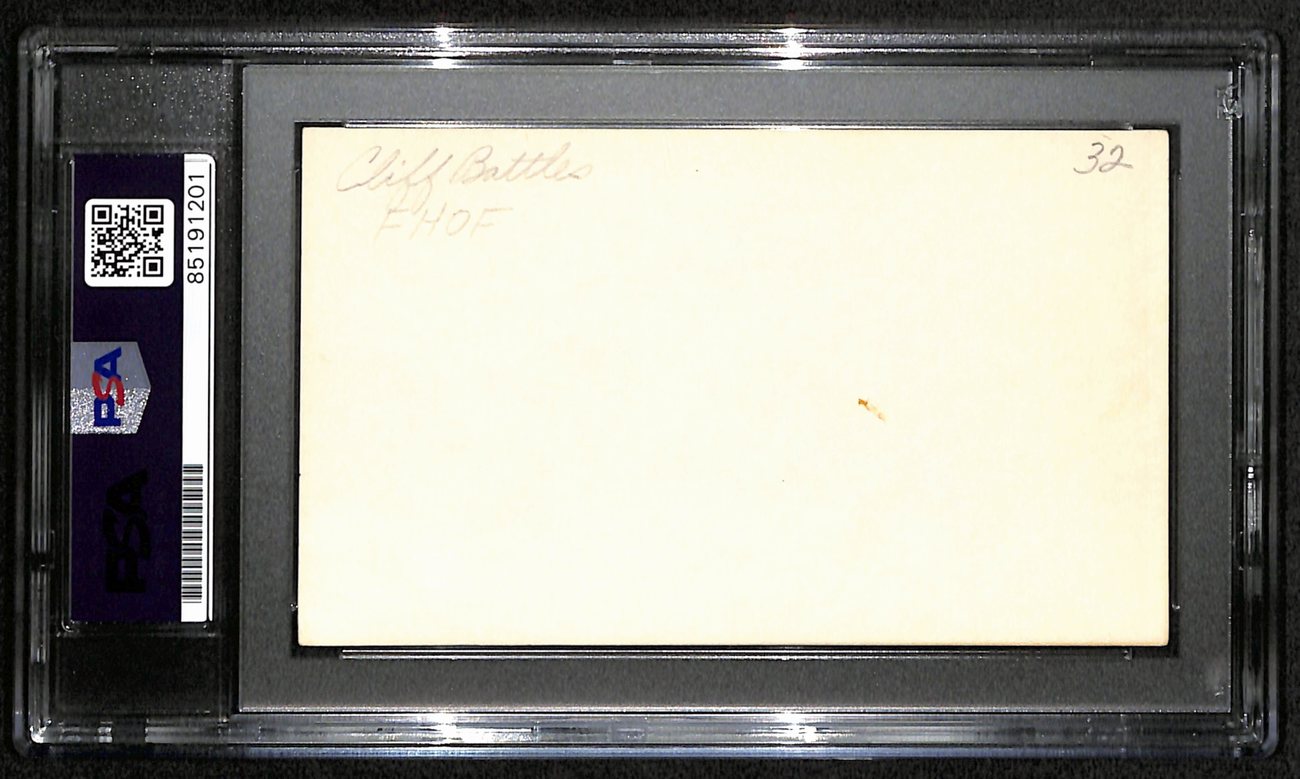 Cliff Battles HOF Signed/Inscr 3x5 Index Card Cleveland Browns PSA/DNA 187439