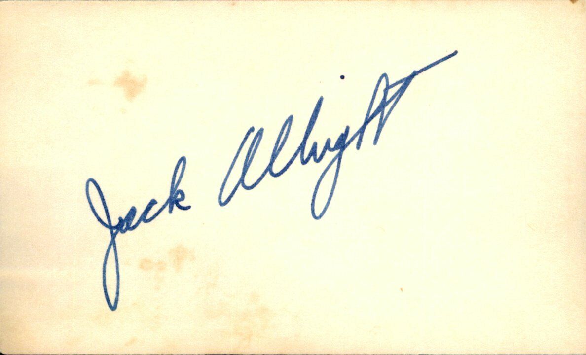 Jack Albright Philadelphia Athletics d.1991 Signed/Auto 3x5 Index Card 162573