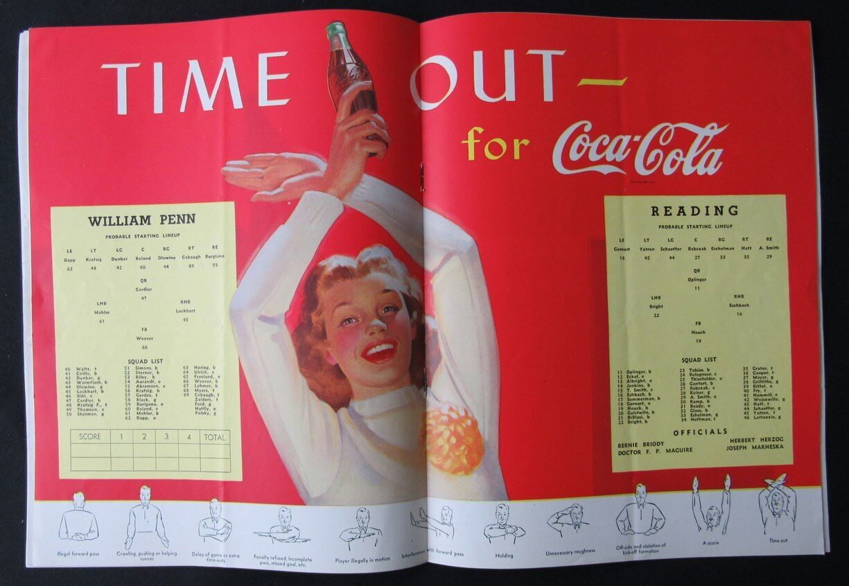 1945 Reading vs. William Penn High School Football Game Program 10/06