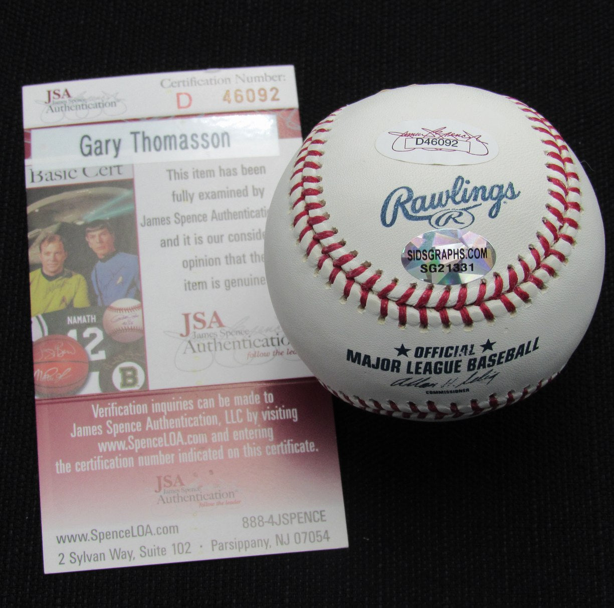 Gary Thomasson Signed/Auto Yankees 100th OML Baseball JSA Inscr 186927