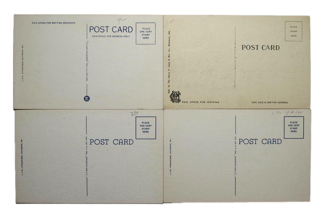 Lot of 4 Vintage 1920/1940's Pimlico Race Track, Baltimore MD Postcards