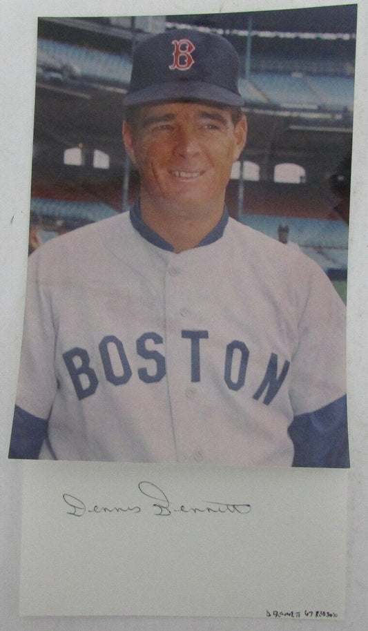 Dennis Bennett 1967 Boston Red Sox Signed 3x5 Index Card with 5x7  Photo 158515