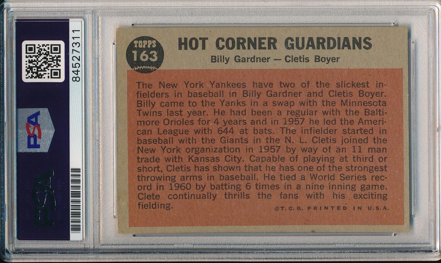 Billy Garner Yankees Signed/Autographed 1962 TOPPS Card #163 PSA/DNA 166503