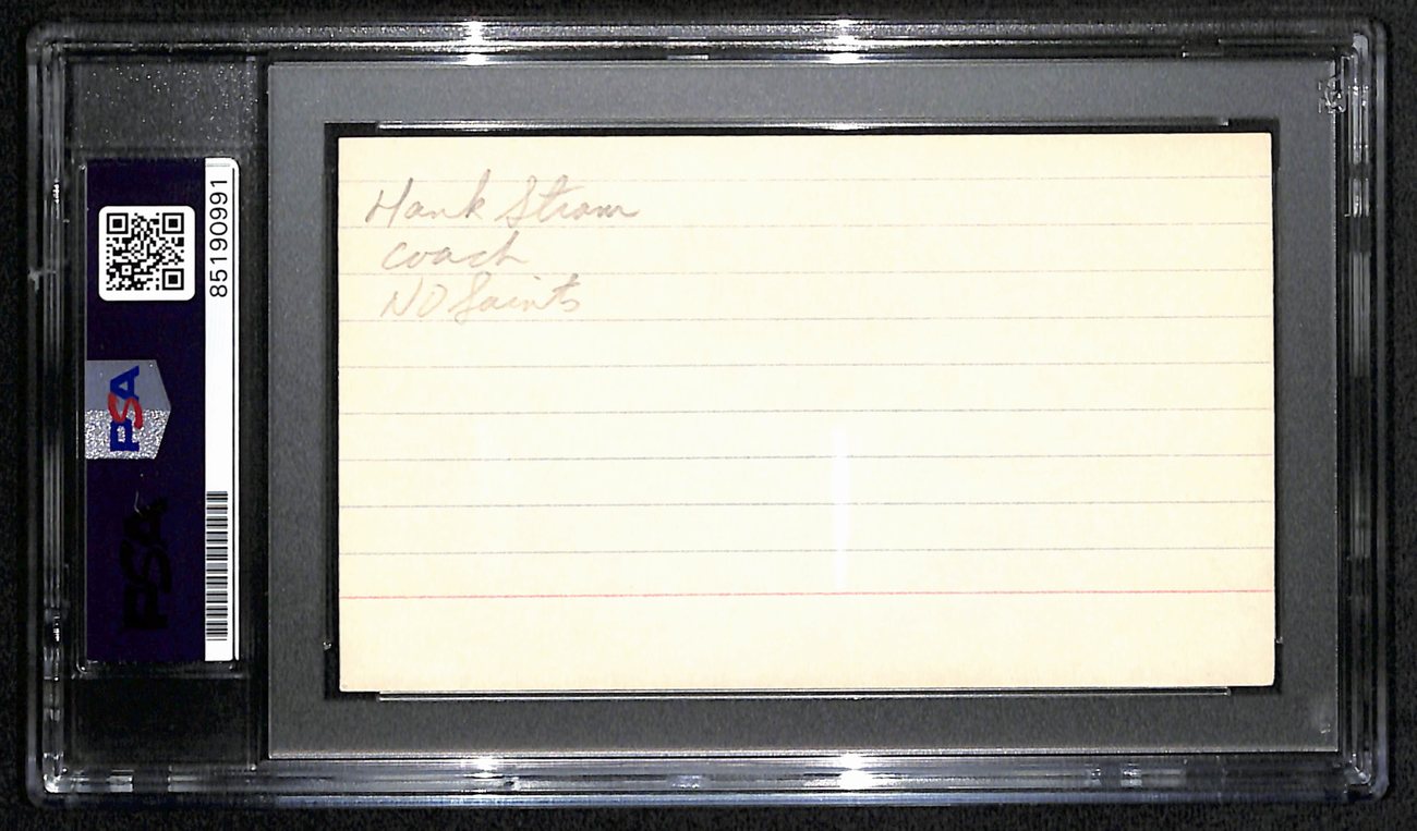 Hank Stram HOF Signed/Auto 3x5 Index Card New Orleans Saints PSA/DNA 187476