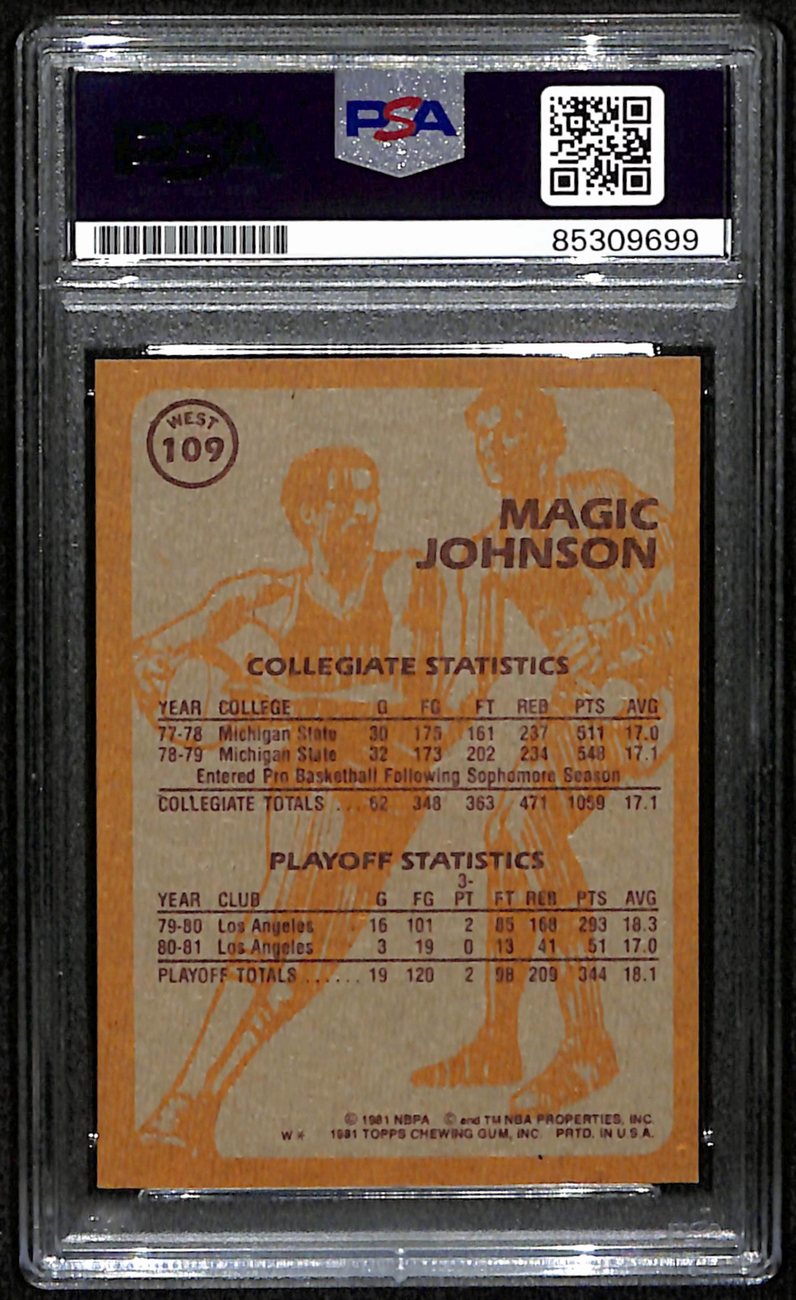 Majic Johnson HOF Signed/Autographed 1981 Topps Card #109 Lakers PSA/DNA 190687