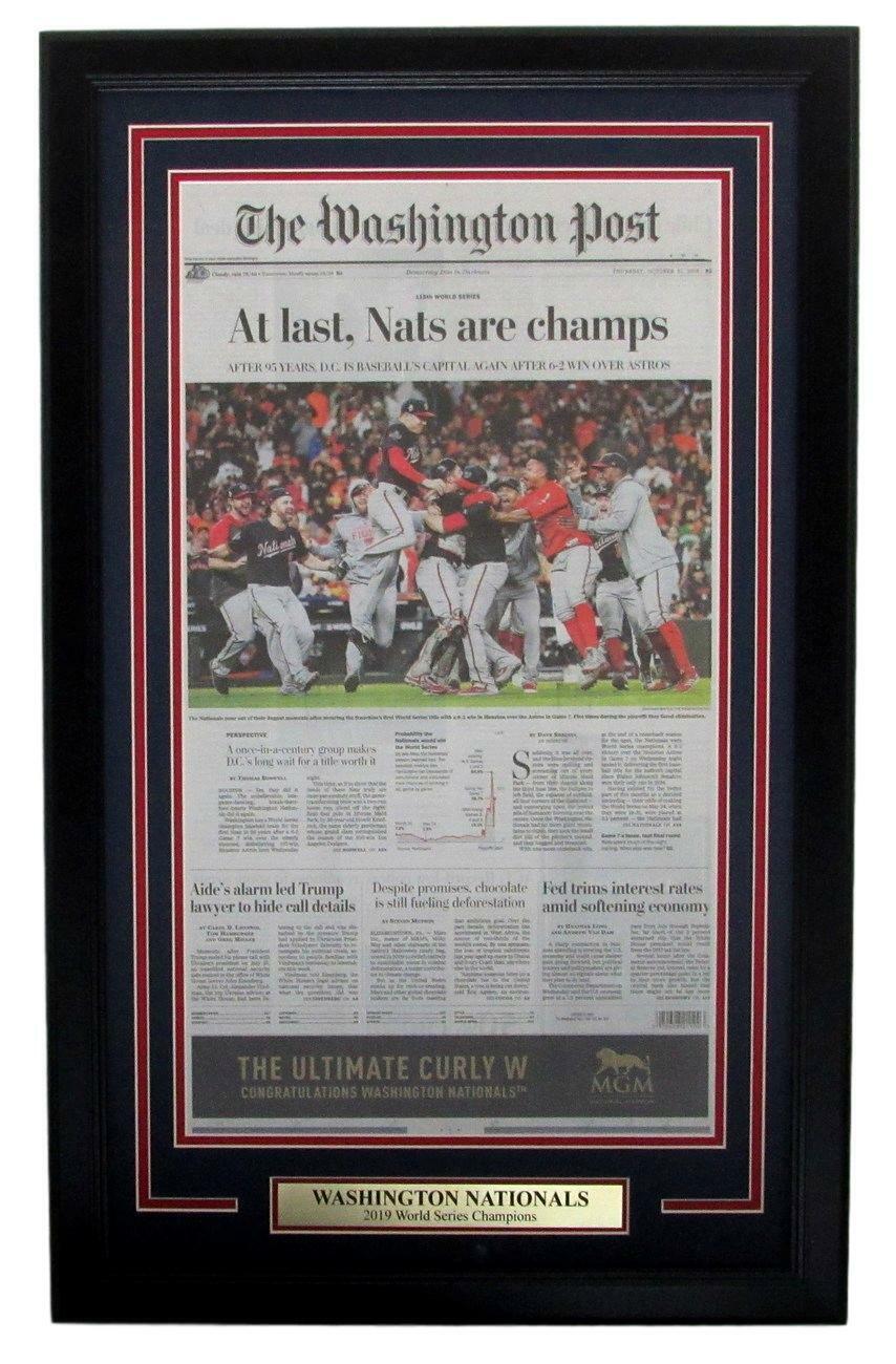Washington Post Newspaper Nationals World Series Champions 2019 Framed 147571