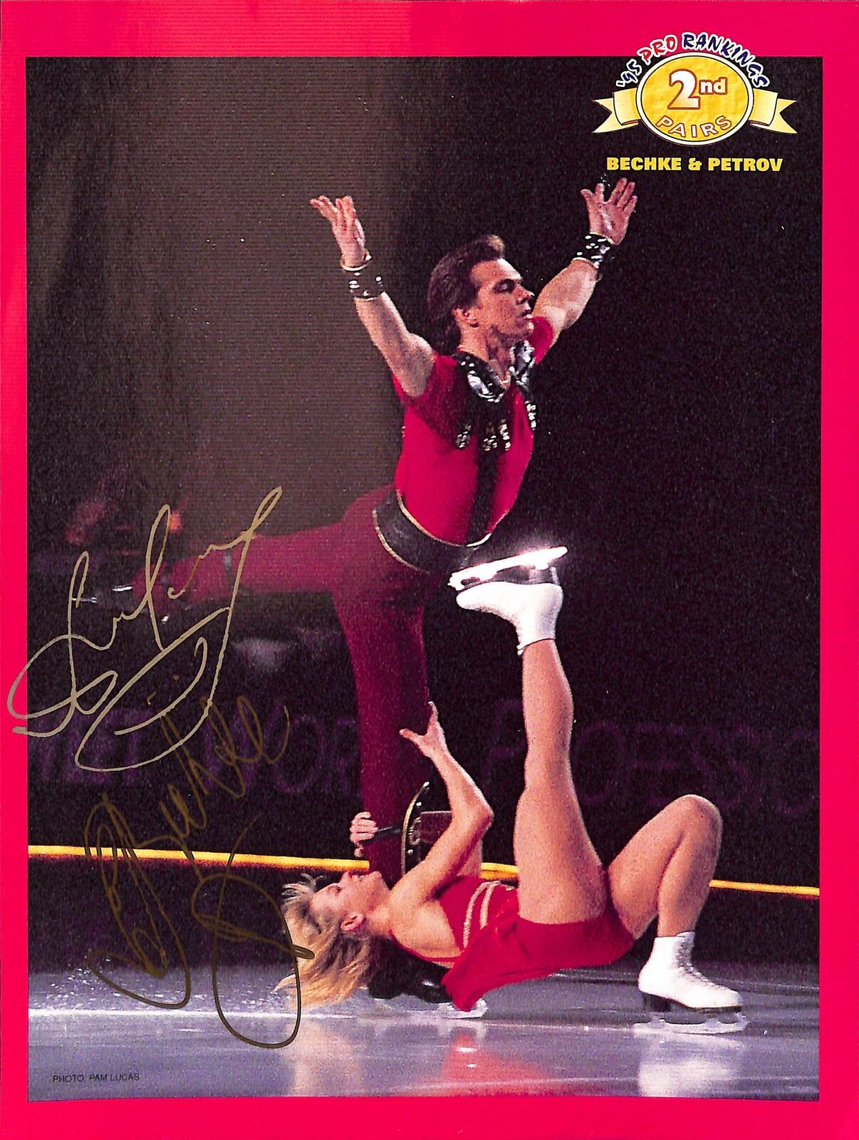 Bechke and Petrov 1995 2nd in Pairs Pro Rankings Signed 8x10 Photo 180287