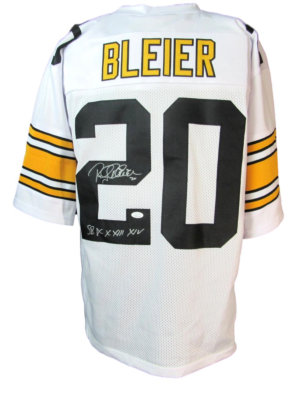 Rocky Bleier Steelers Signed/Inscr Custom White Football Jersey JSA 147463