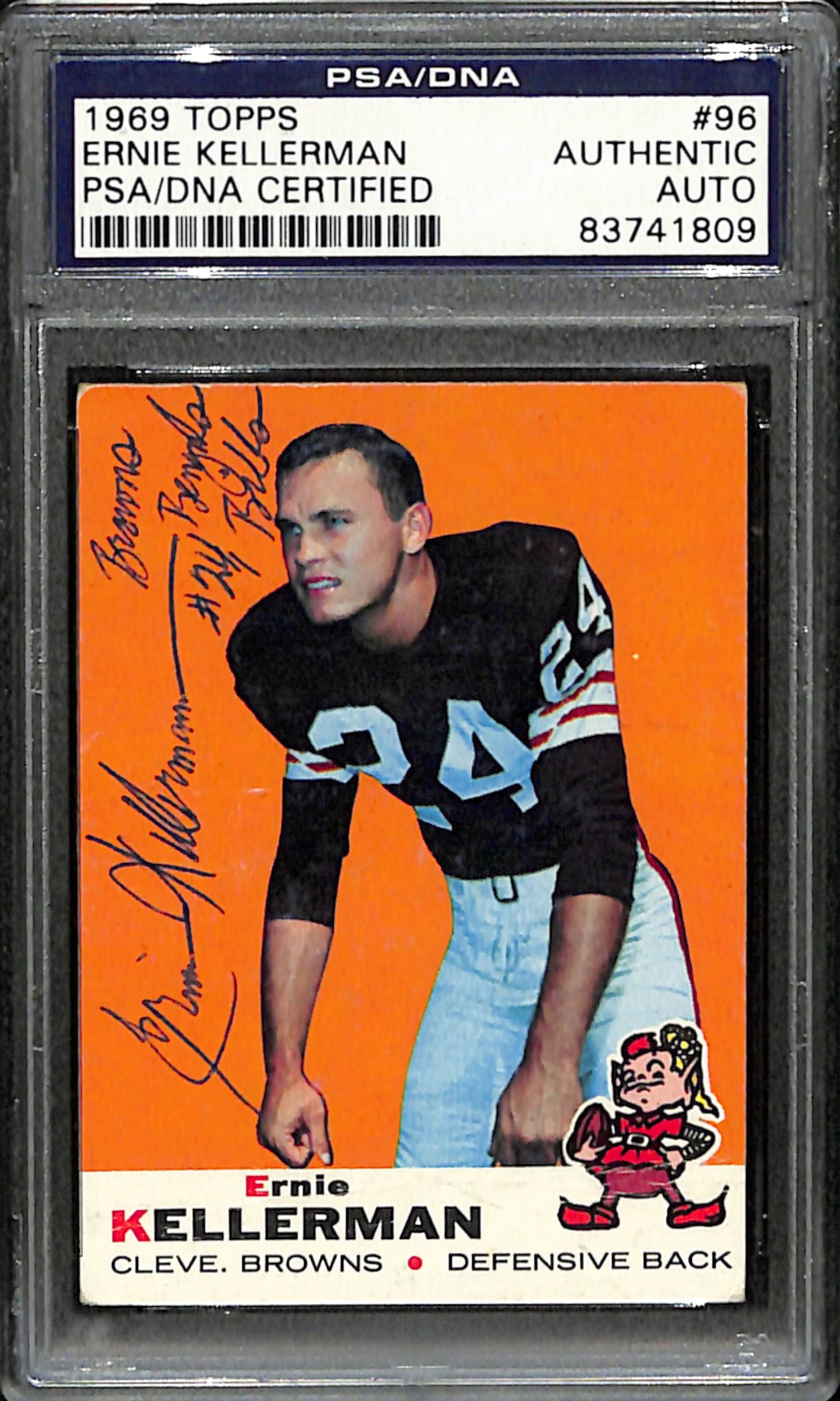 Ernie Kellerman Signed 1969 Topps Card #96 Cleveland Browns PSA/DNA 185967
