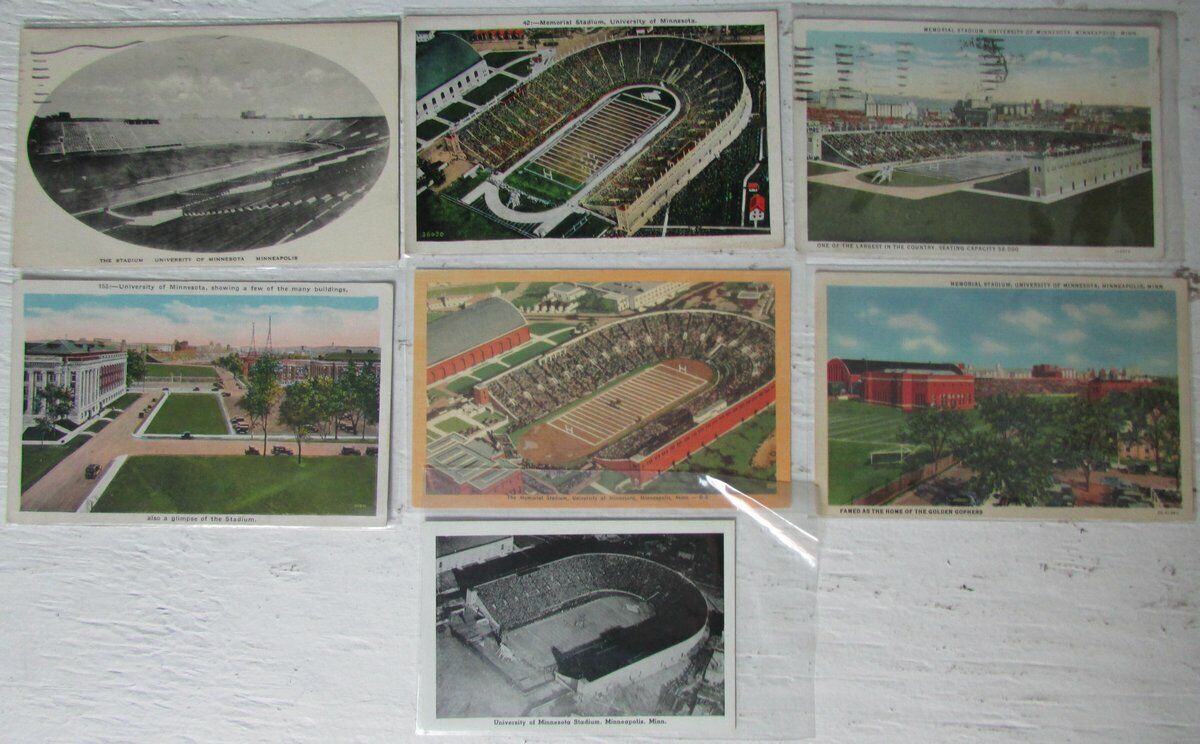 Lot of 7 University of Minnesota Memorial Stadium Vintage Postcards 147261