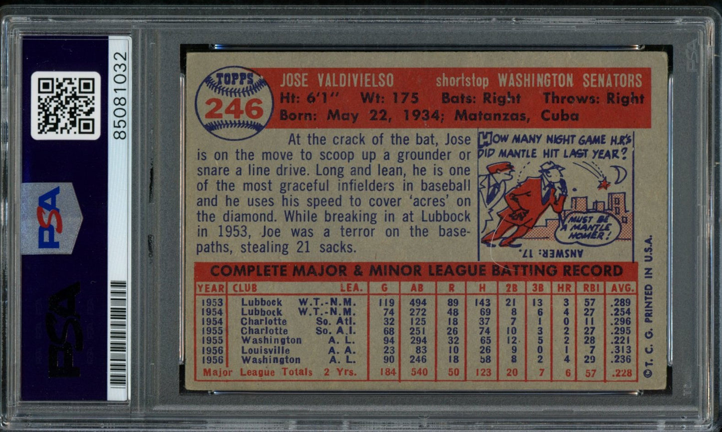 Jose Valdivielso Signed 1957 Topps Trading Card #246 Senators PSA/DNA 183577