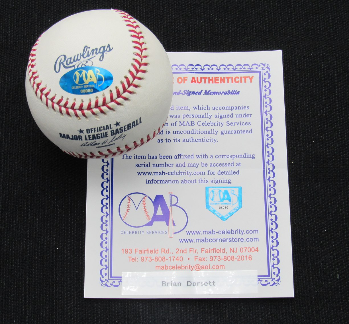 Brian Dorsett Signed/Auto Yankees 100th OML Baseball MAB 187030