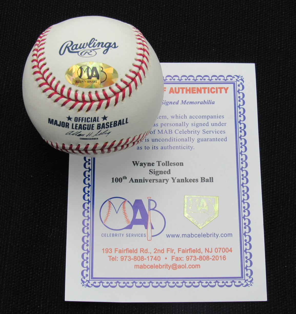Wayne Tolleson Signed/Auto Yankees 100th OML Baseball MAB 187071