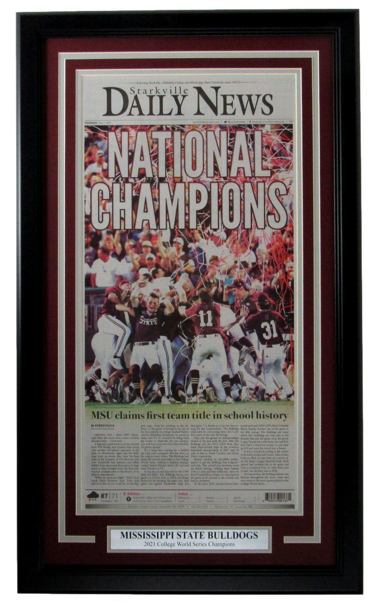 Starkville Daily News Newspaper Mississippi State 2021 World Series Framed CWS