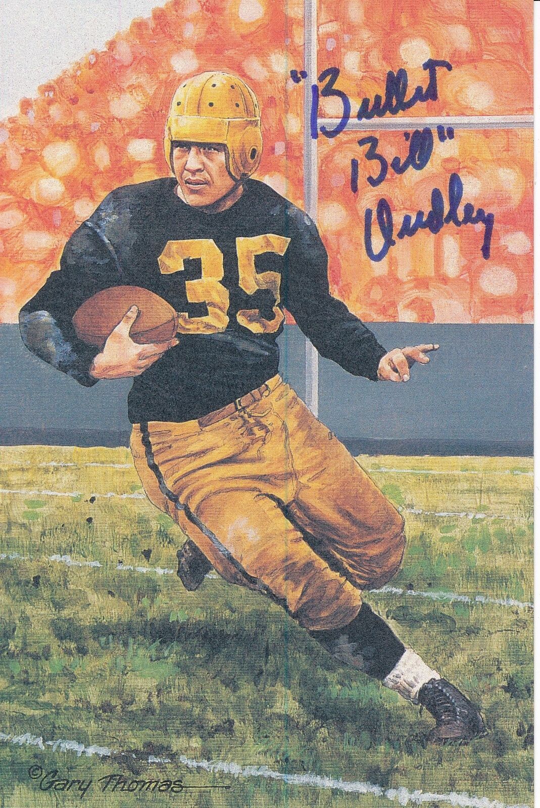 Bullet Bill Dudley HOF Steelers Signed/Auto Goal Line Art GLAC Postcard 163848