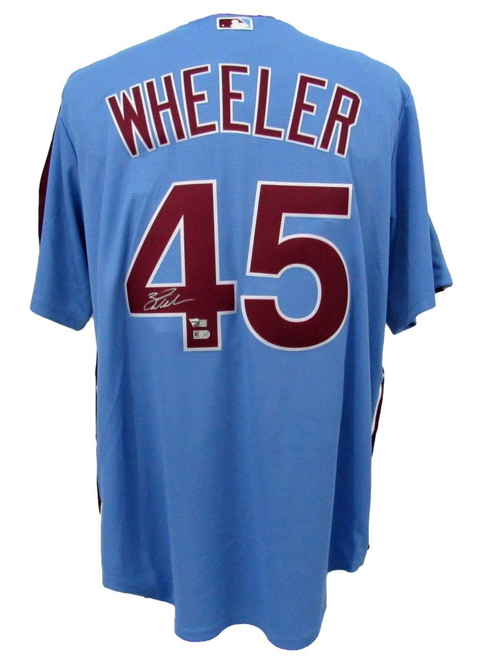 Zack Wheeler Autographed Nike Blue Baseball Jersey Phillies Fanatics