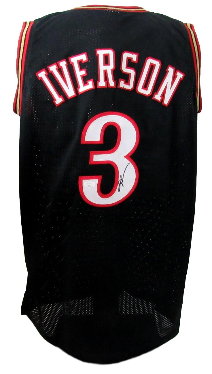 Allen Iverson Signed/Autographed 76ers Black Custom Jersey JSA 147617