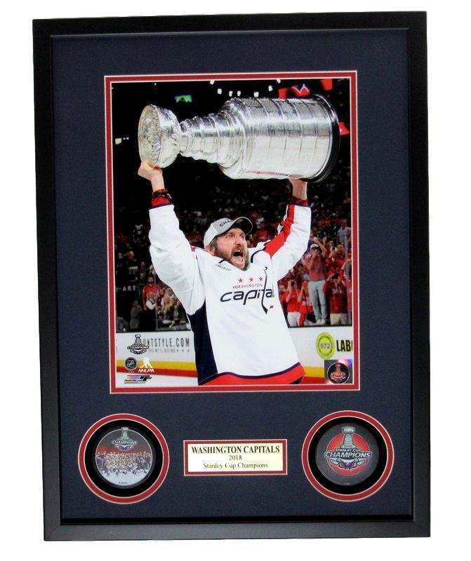 Alexander Ovechkin Capitals 2018 Stanley Cup Champs Dual Puck Shadowbox 138669