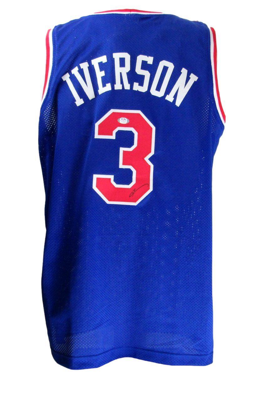 Allen Iverson Signed/Autograph 76ers Custom Blue Basketball Jersey PSA/DNA