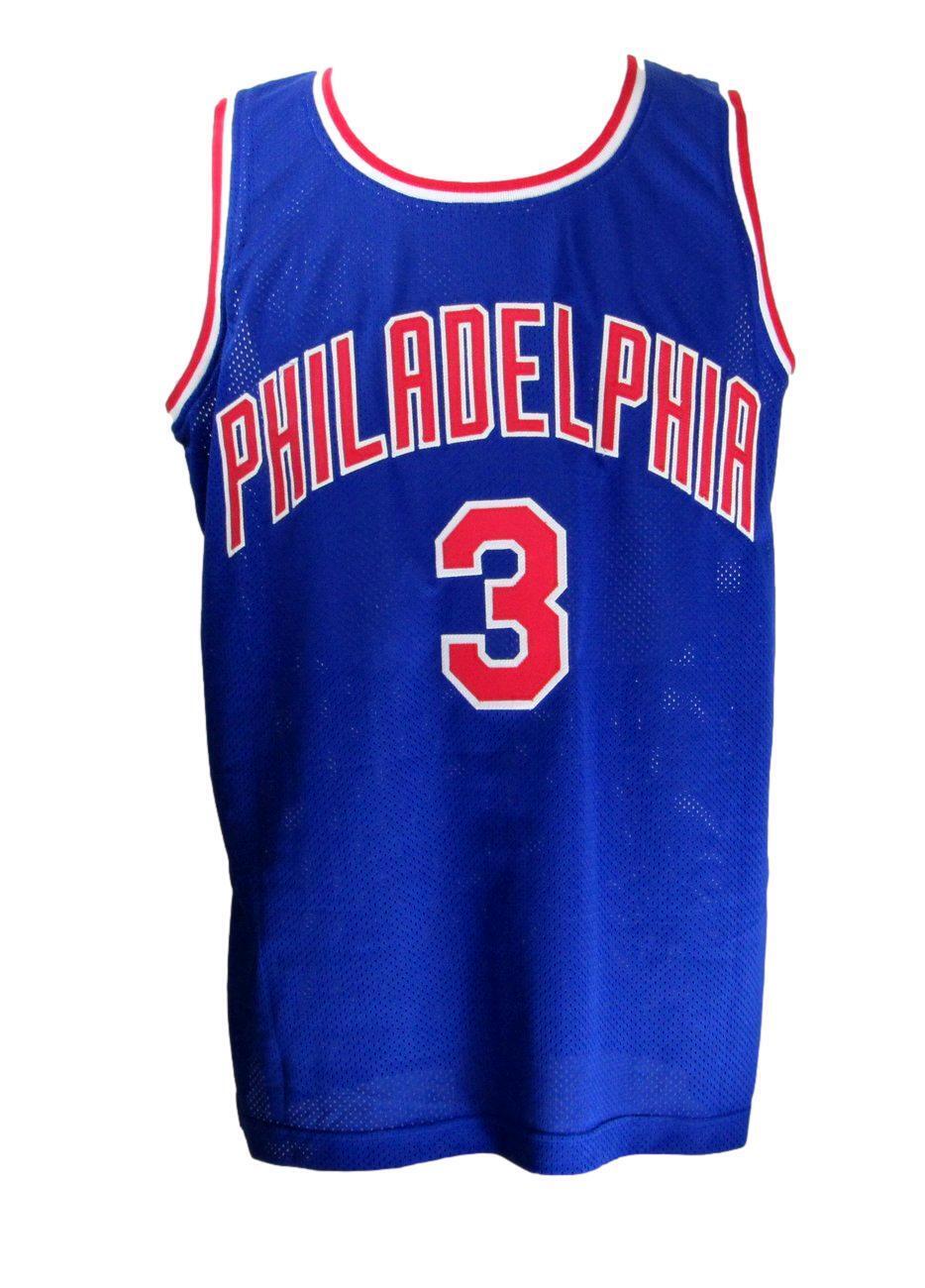 Allen Iverson Signed/Autograph 76ers Custom Blue Basketball Jersey PSA/DNA