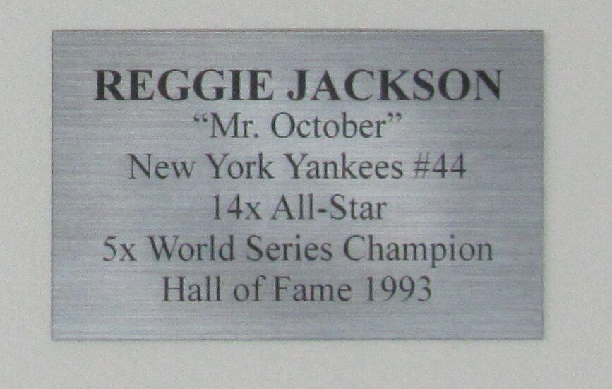 Reggie Jackson HOF Autographed 8x10 Photo W/ Stats New York Yankees Framed JSA